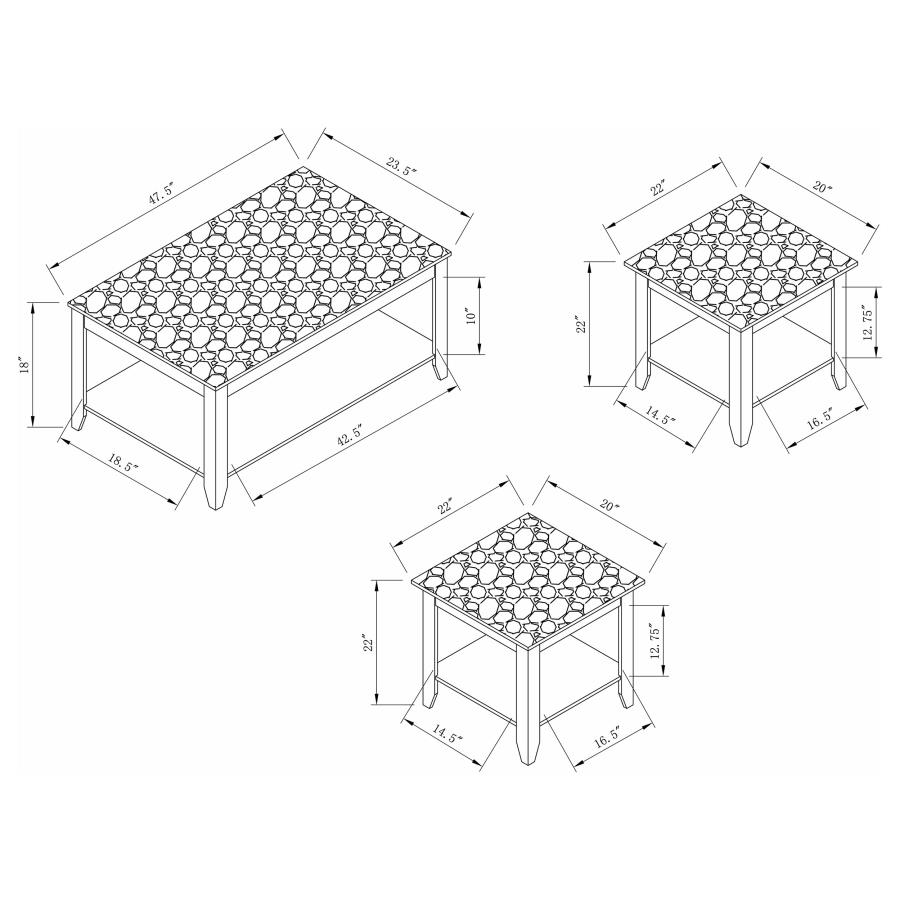 Modal Additional Images for Flores 3-piece Faux Marble Top Coffee Table Set Cappuccino