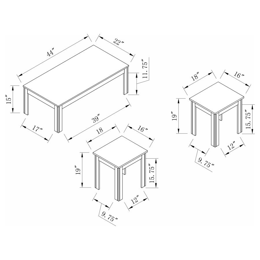 Modal Additional Images for Elias 3-piece Engineered Wood Coffee Table Set Black