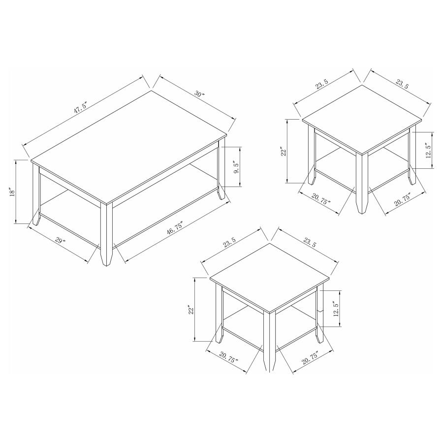 Modal Additional Images for Brooks 3-piece Rectangular Coffee Table Set Cappuccino
