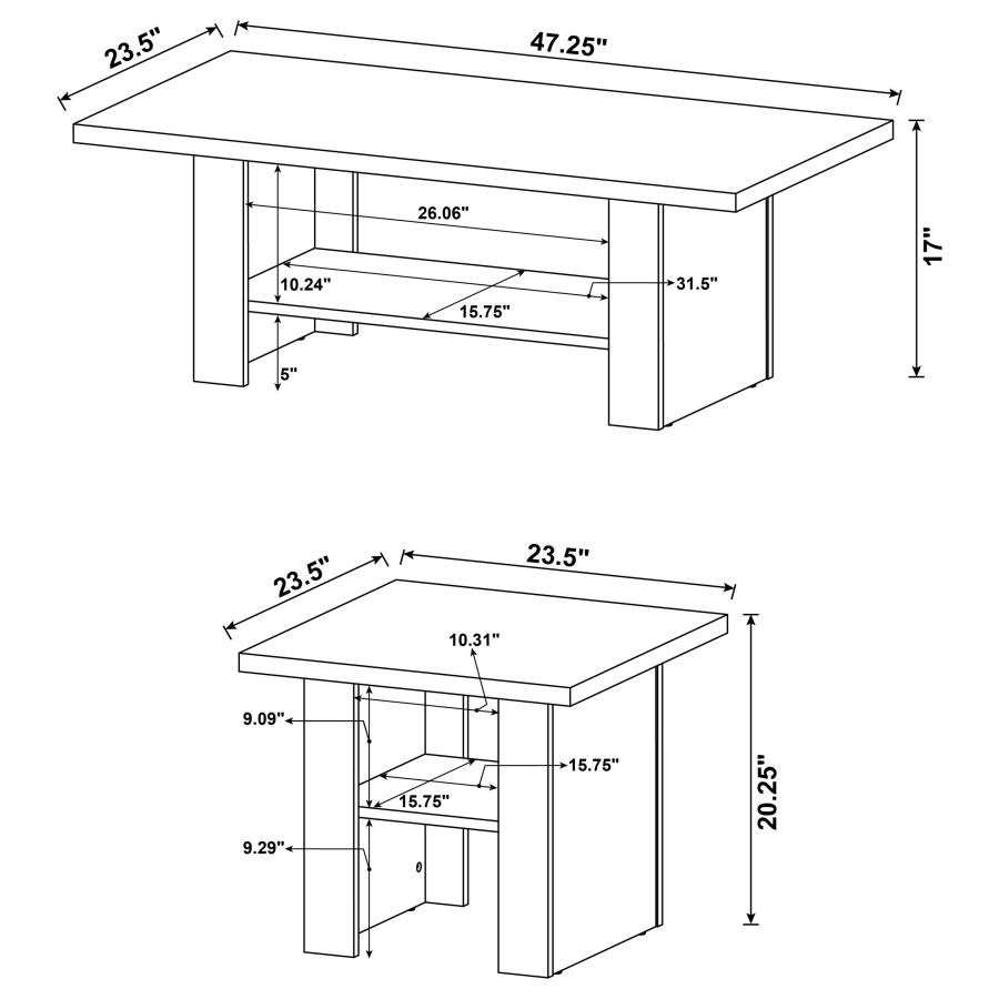 Modal Additional Images for Rodez 3-piece Engineered Wood Coffee Table Set Black Oak