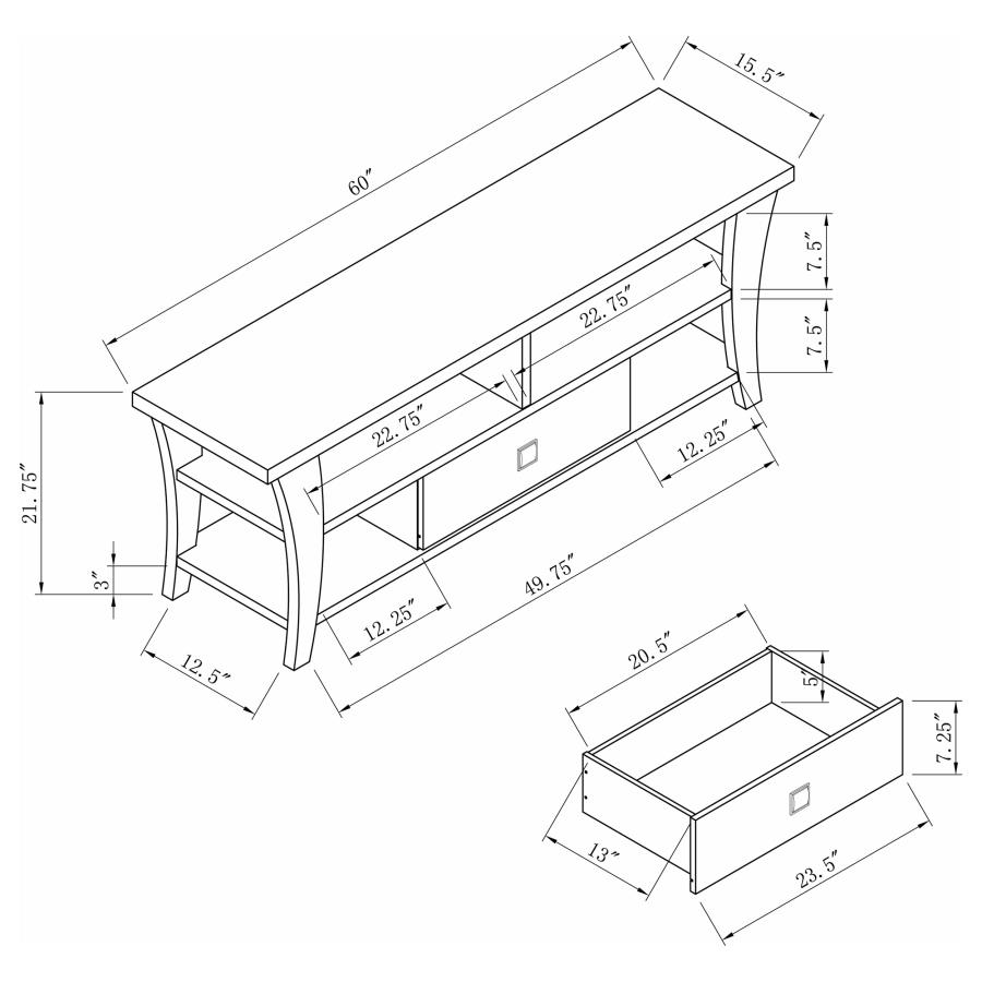 Modal Additional Images for Anita 1-drawer Engineered Wood 60" TV Stand Cappuccino