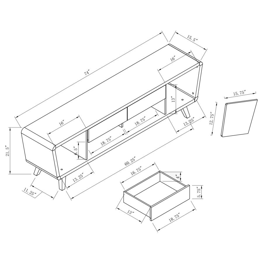 Modal Additional Images for Alvin 2-door Engineered Wood 74" TV Stand Dark Walnut