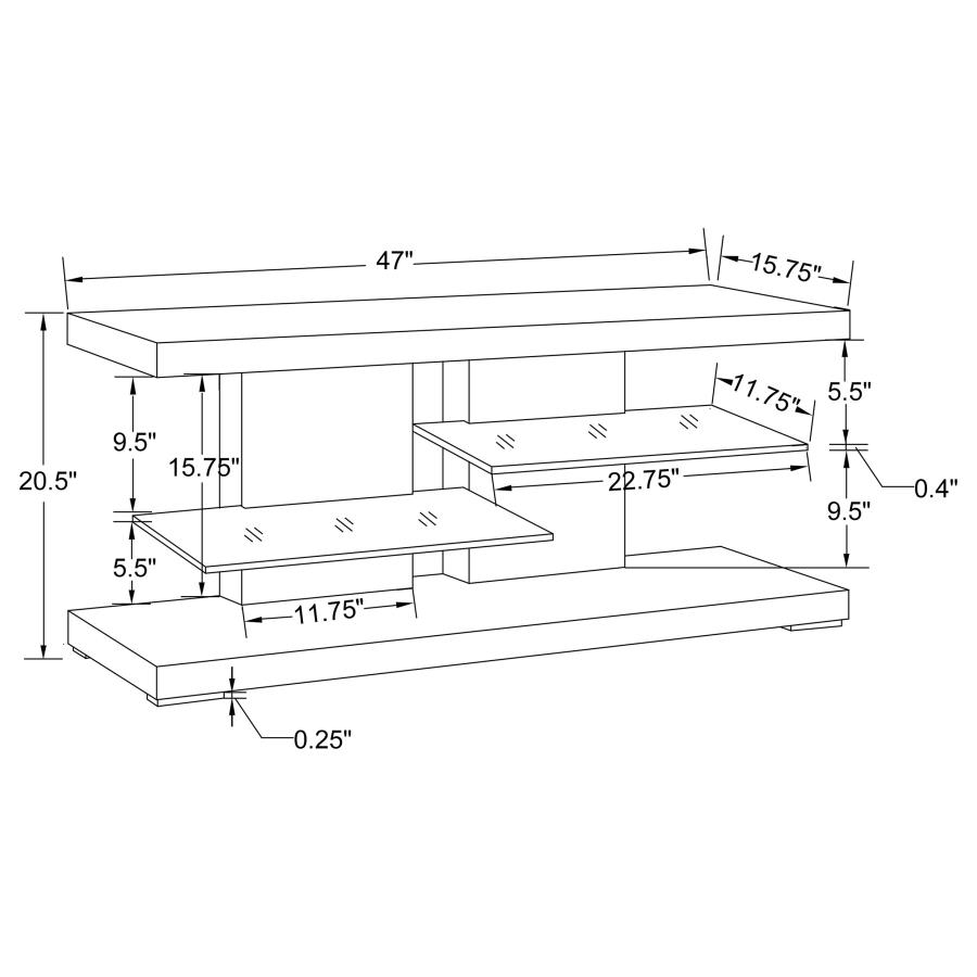 Modal Additional Images for Cogswell 2-shelf Wood 47" TV Stand White High Gloss