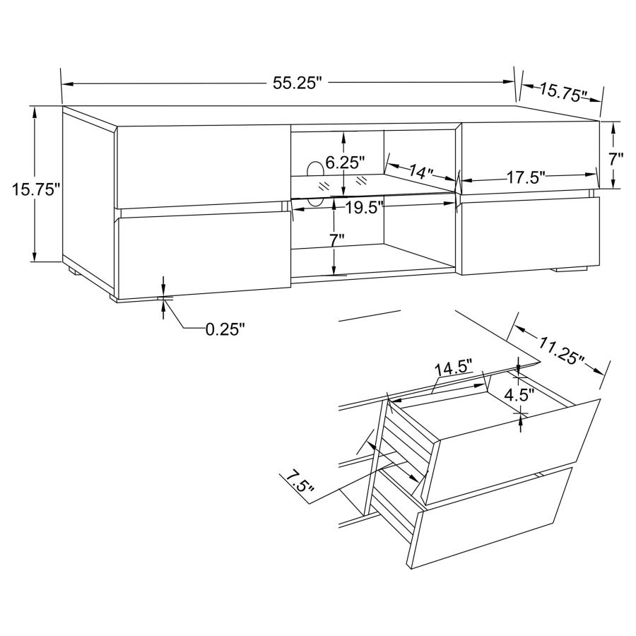 Modal Additional Images for Galvin 4-drawer Wood 55" TV Stand White High Gloss