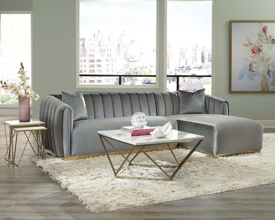 Modal Additional Images for Meryl Square Faux Marble Top Coffee Table White and Gold