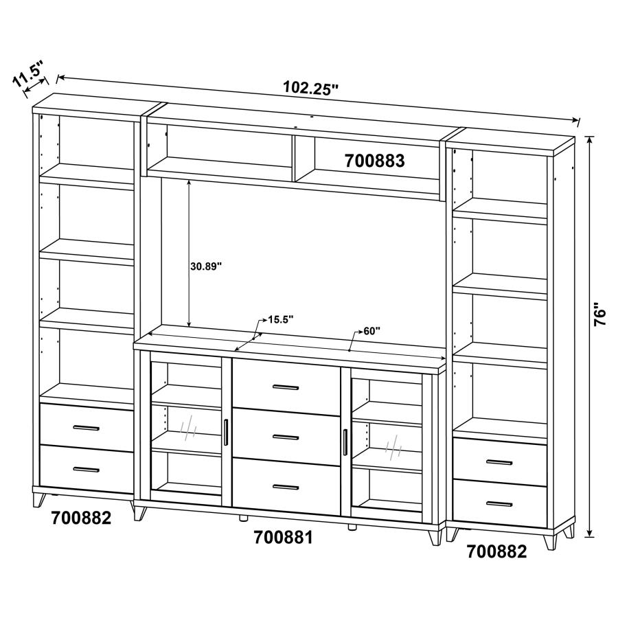 Modal Additional Images for Lewes 4-piece 60" TV Entertainment Center Cappuccino