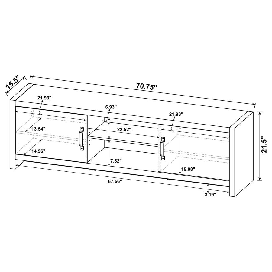 Modal Additional Images for Burke 2-door Engineered Wood 71" TV Stand Grey Driftwood