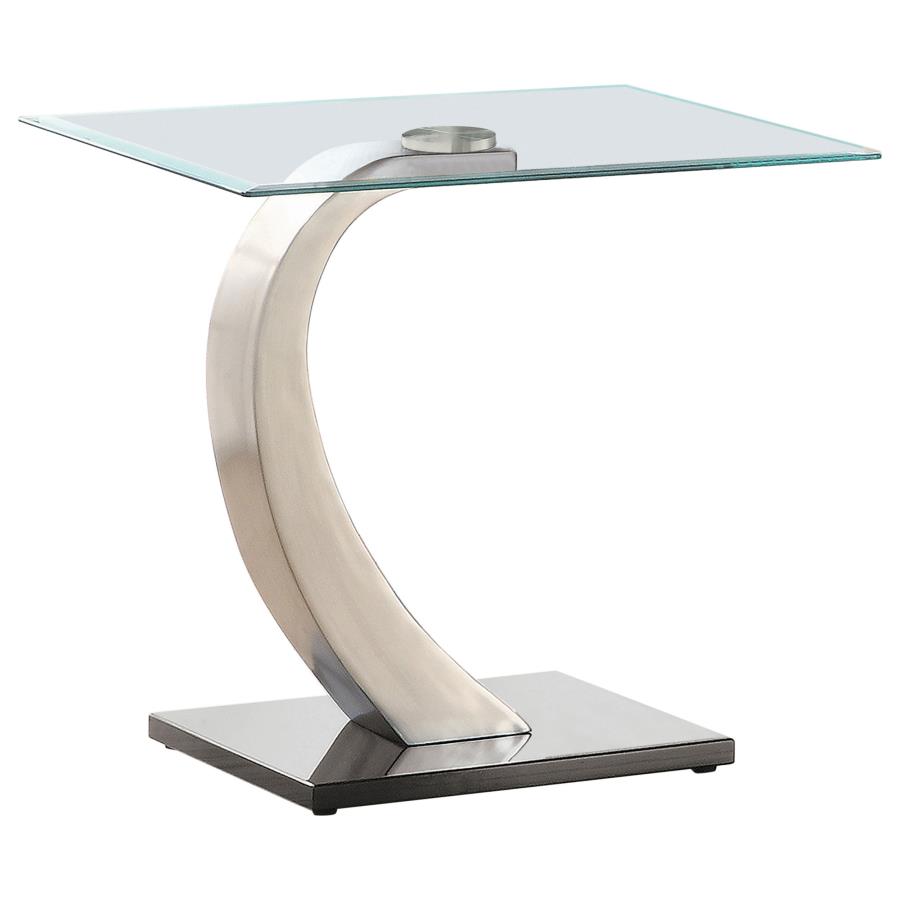 (image for) Pruitt Rectangular Glass Top Metal End Table Satin Silver