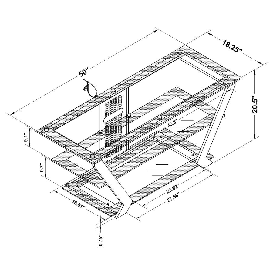 Modal Additional Images for Donlyn 2-tier Metal 50" TV Stand with Glass Shelves Black