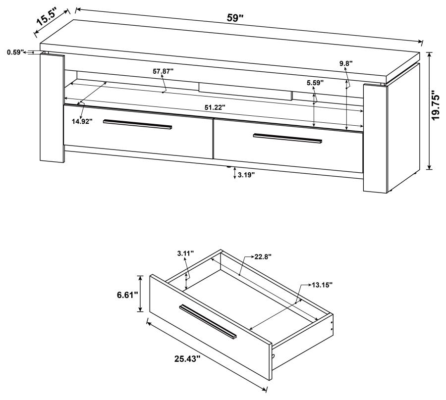 Modal Additional Images for Elkton 2-drawer Engineered Wood 59" TV Stand Weathered Brown