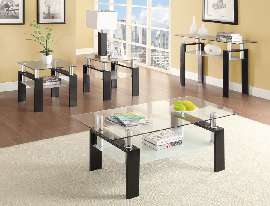 Modal Additional Images for Dyer Rectangular Glass Top Entryway Sofa Console Table Black