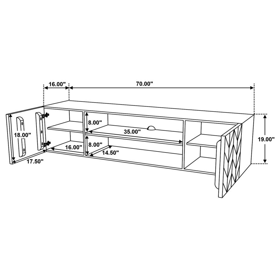 Modal Additional Images for Keese 2-door Wood 70" TV Stand Media Console Mango Brown