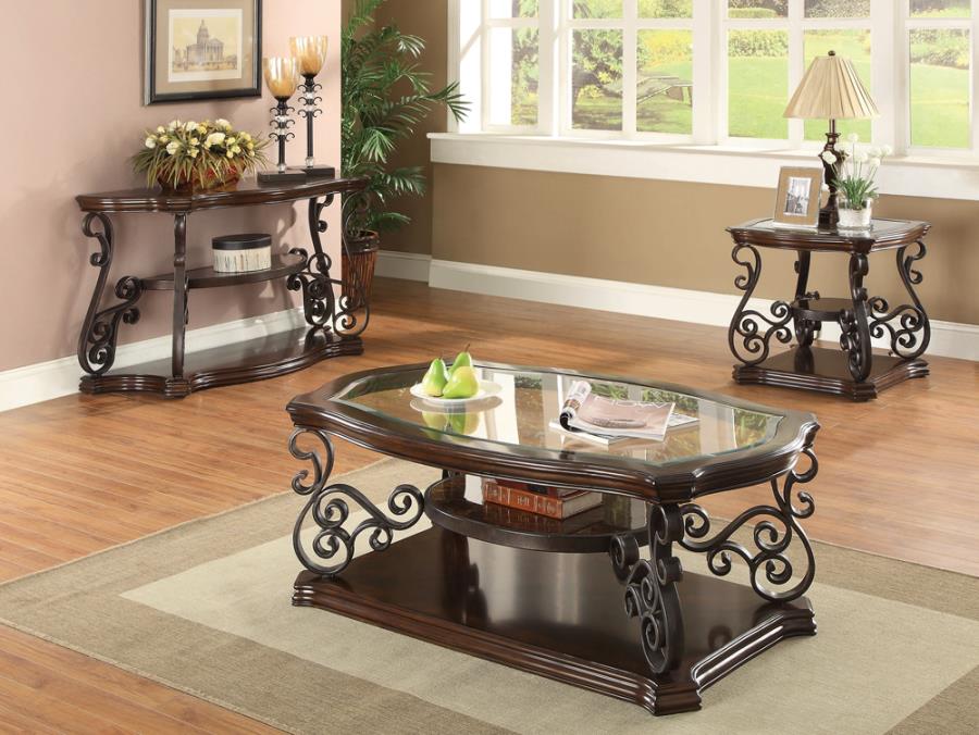 Modal Additional Images for Laney Scrollwork Entryway Sofa Console Table Deep Merlot