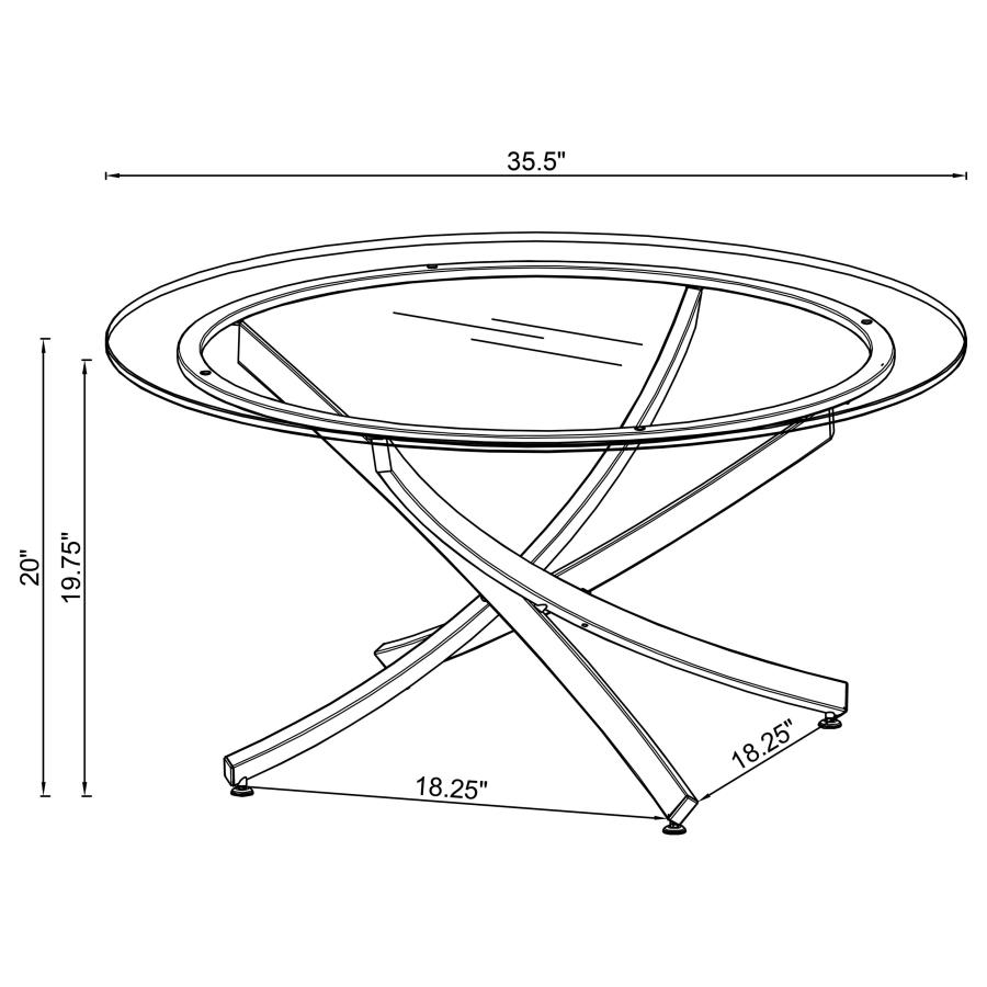 Brooke Round Glass Top Coffee Table Metal Base Chrome