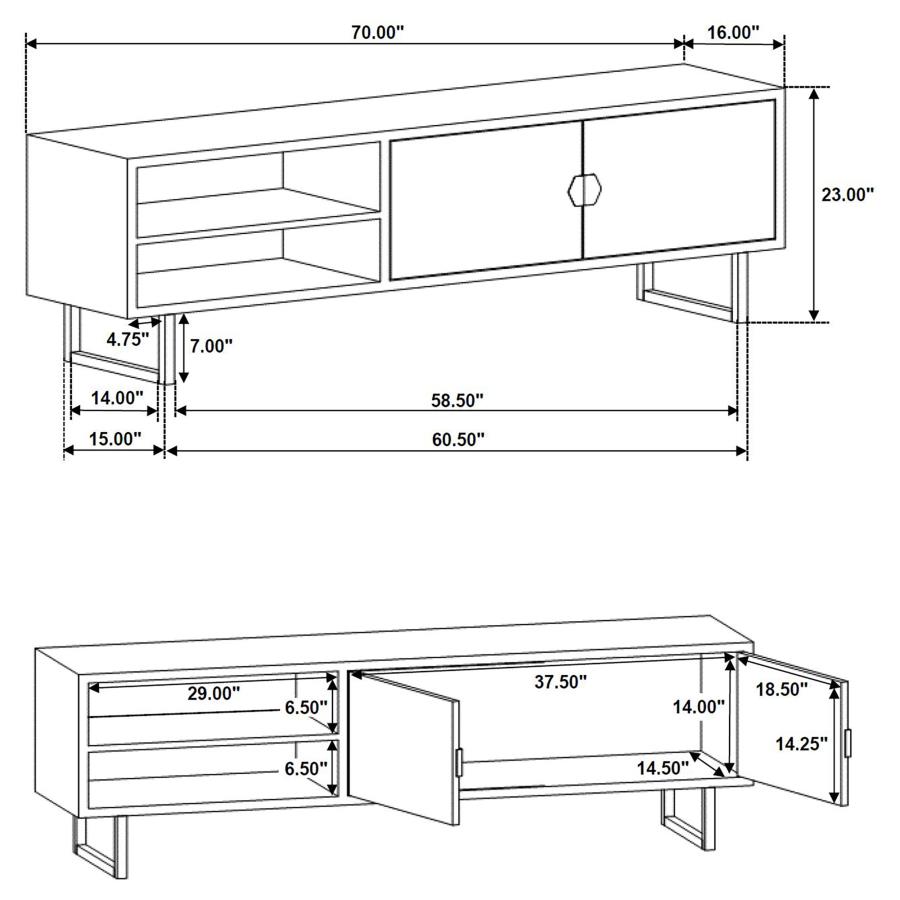 Modal Additional Images for Marsden 2-door Mango Wood 70" TV Stand Charcoal Black