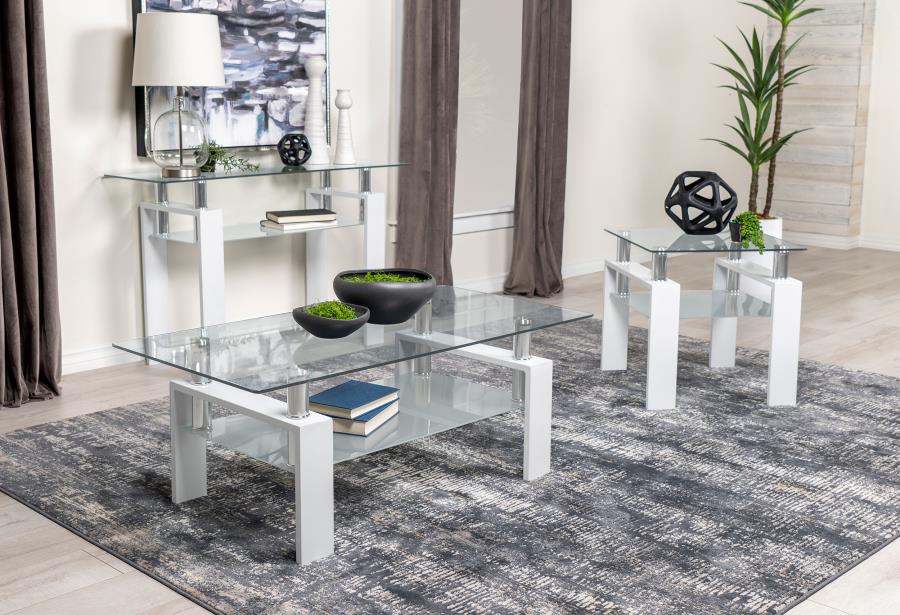 Modal Additional Images for Dyer Rectangular Glass Top Entryway Sofa Console Table White