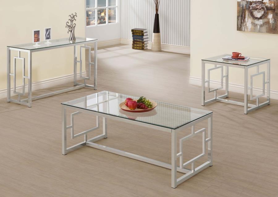 Modal Additional Images for Merced Square Glass Top Side End Table Nickel