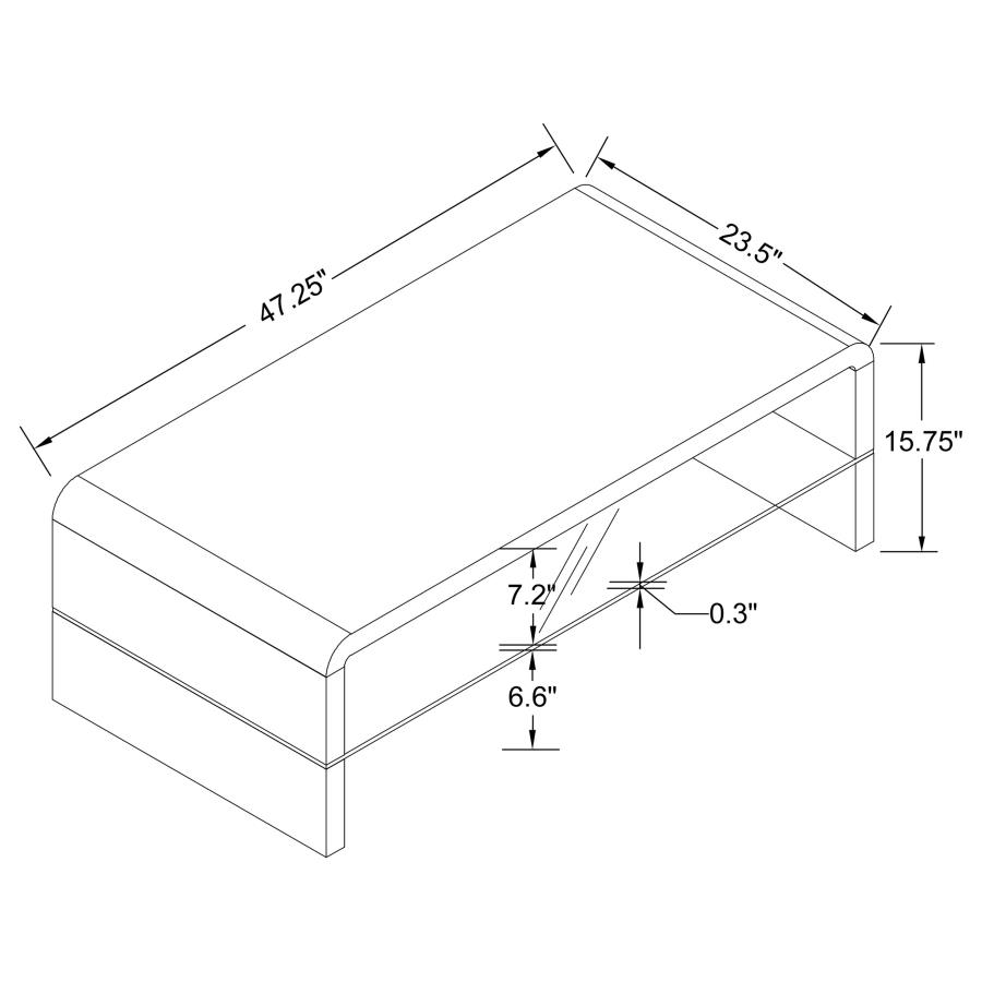 Modal Additional Images for Airell Rectangular Coffee Table with Shelf White High Gloss