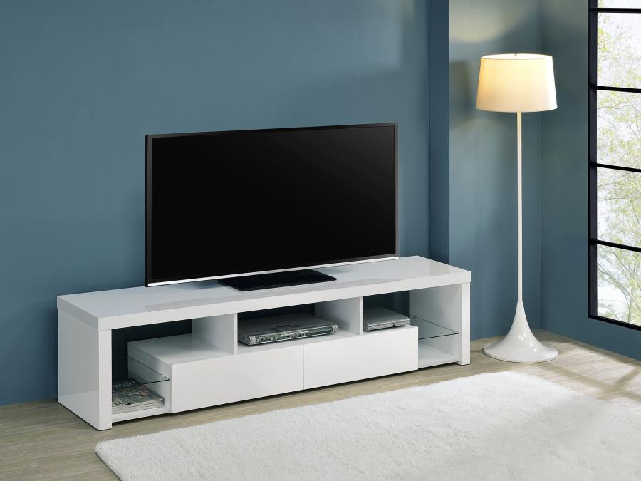 Jude 2-drawer Engineered Wood 71" TV Stand High Gloss White