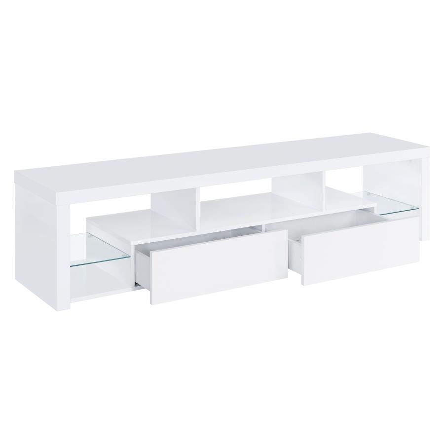 Jude 2-drawer Engineered Wood 71" TV Stand High Gloss White