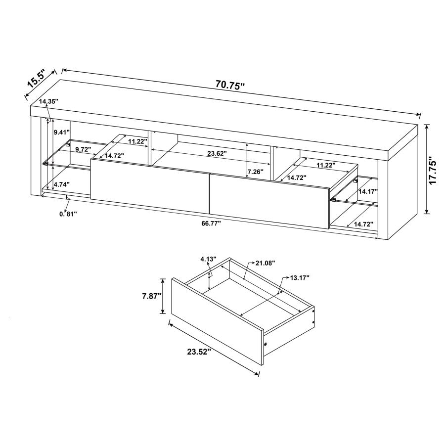 Jude 2-drawer Engineered Wood 71" TV Stand High Gloss White