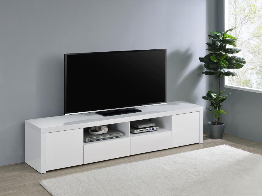 Jude 2-door Engineered Wood 79" TV Stand High Gloss White