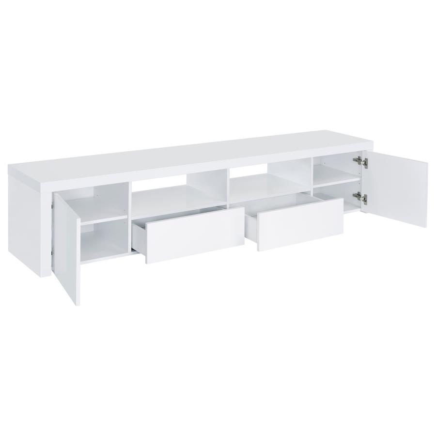 Jude 2-door Engineered Wood 79" TV Stand High Gloss White