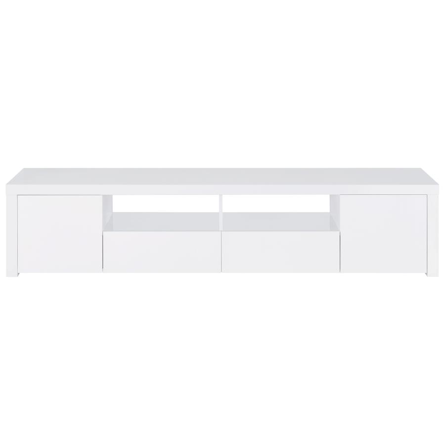 Jude 2-door Engineered Wood 79" TV Stand High Gloss White