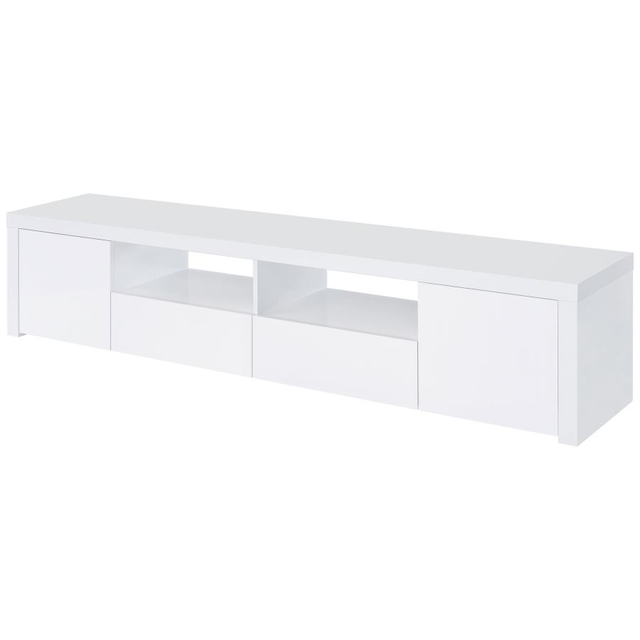 Jude 2-door Engineered Wood 79" TV Stand High Gloss White
