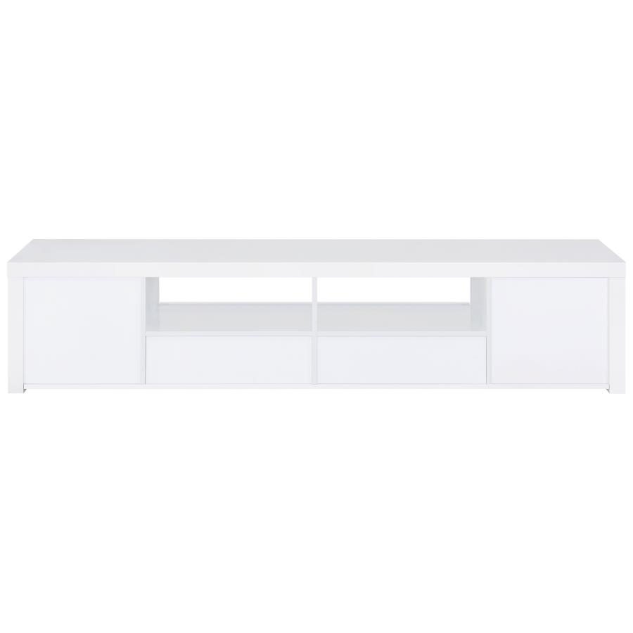 Jude 2-door Engineered Wood 79" TV Stand High Gloss White