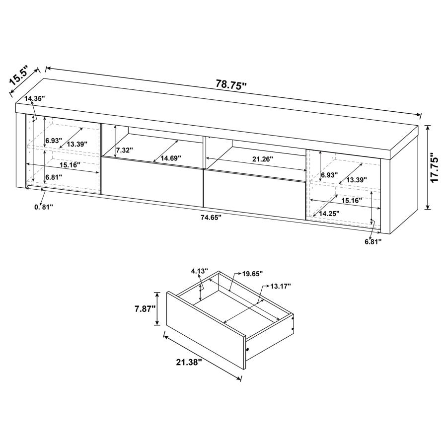 Jude 2-door Engineered Wood 79" TV Stand High Gloss White