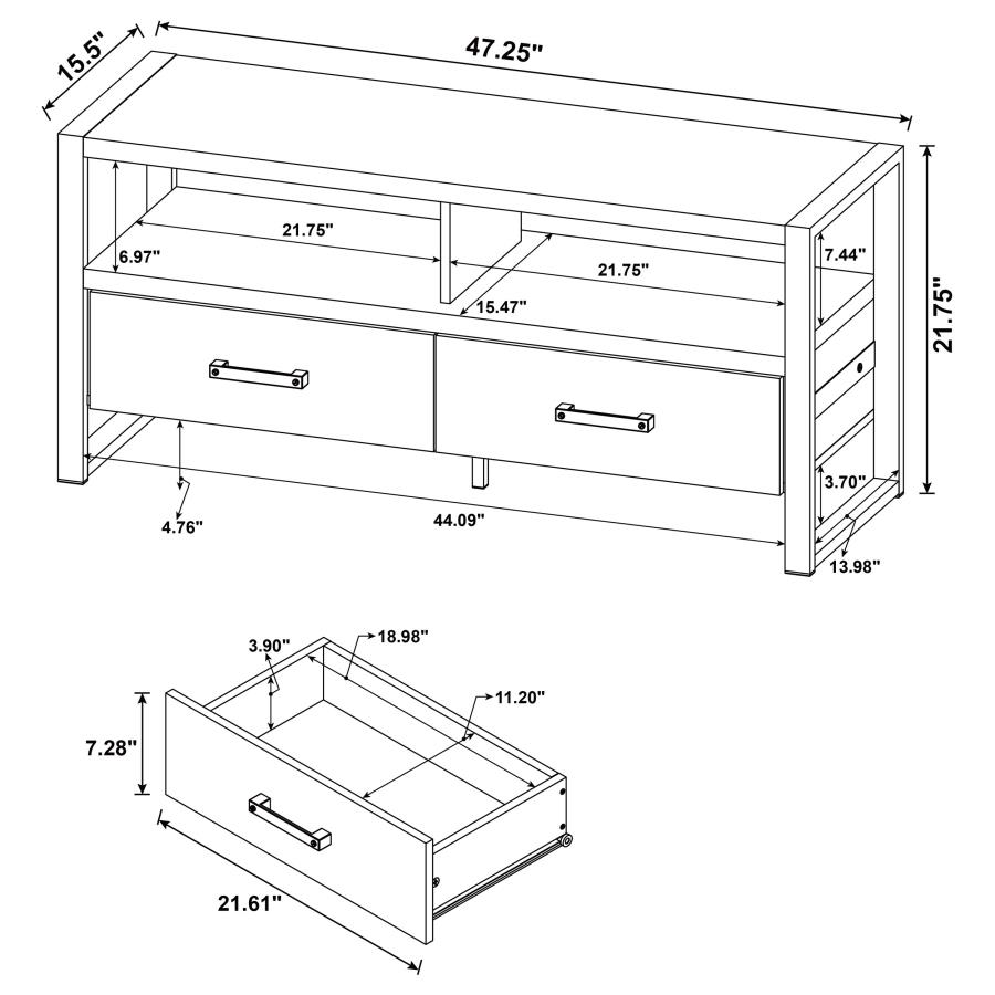 Modal Additional Images for James 2-drawer Engineered Wood 48" TV Stand Dark Pine