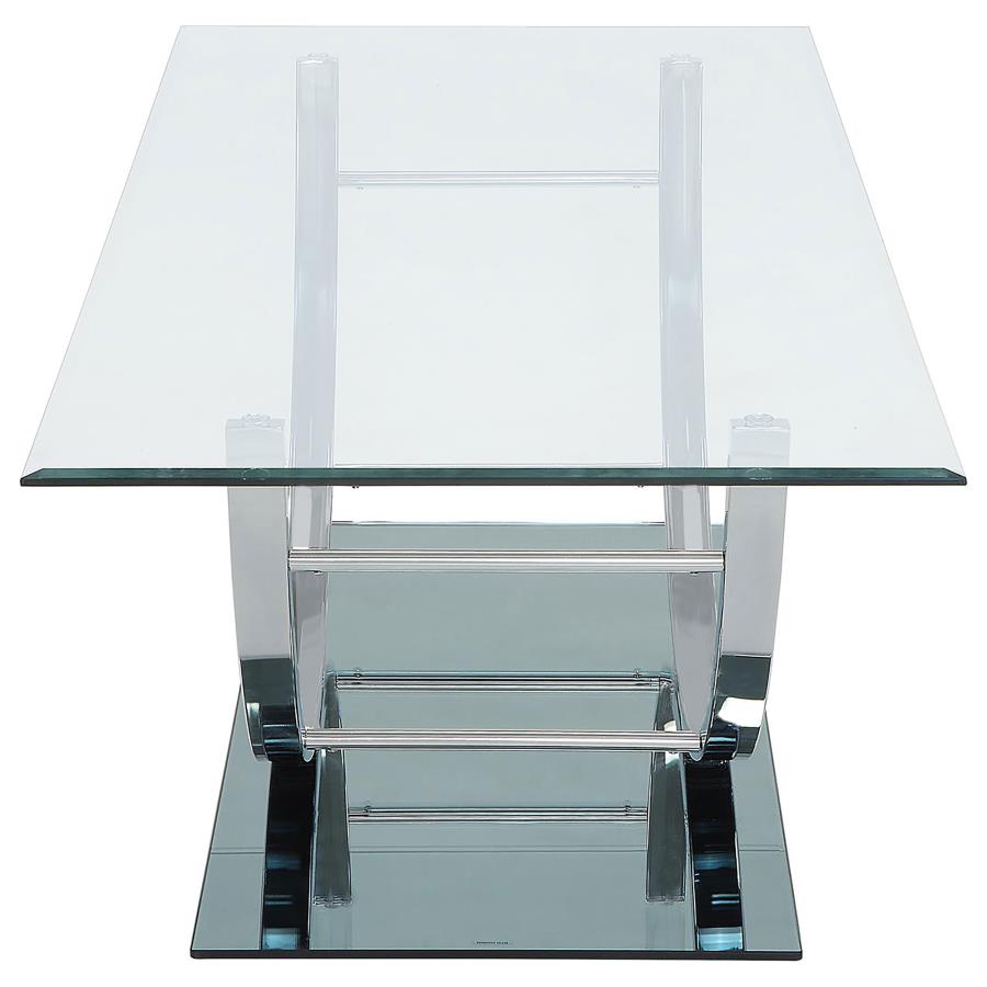 Danville Rectangular U-Shaped Glass Top Coffee Table Chrome