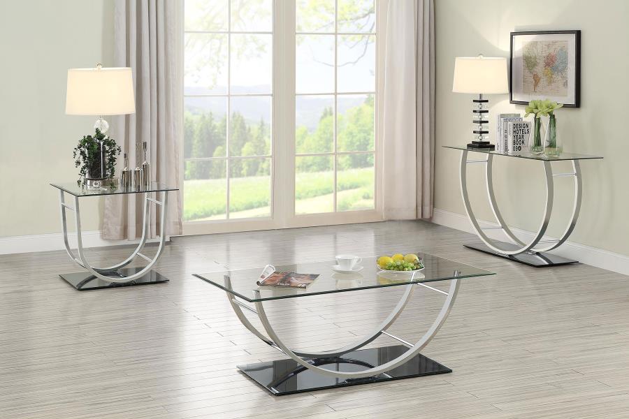 Modal Additional Images for Danville U-shaped Glass Top Entryway Console Table Chrome