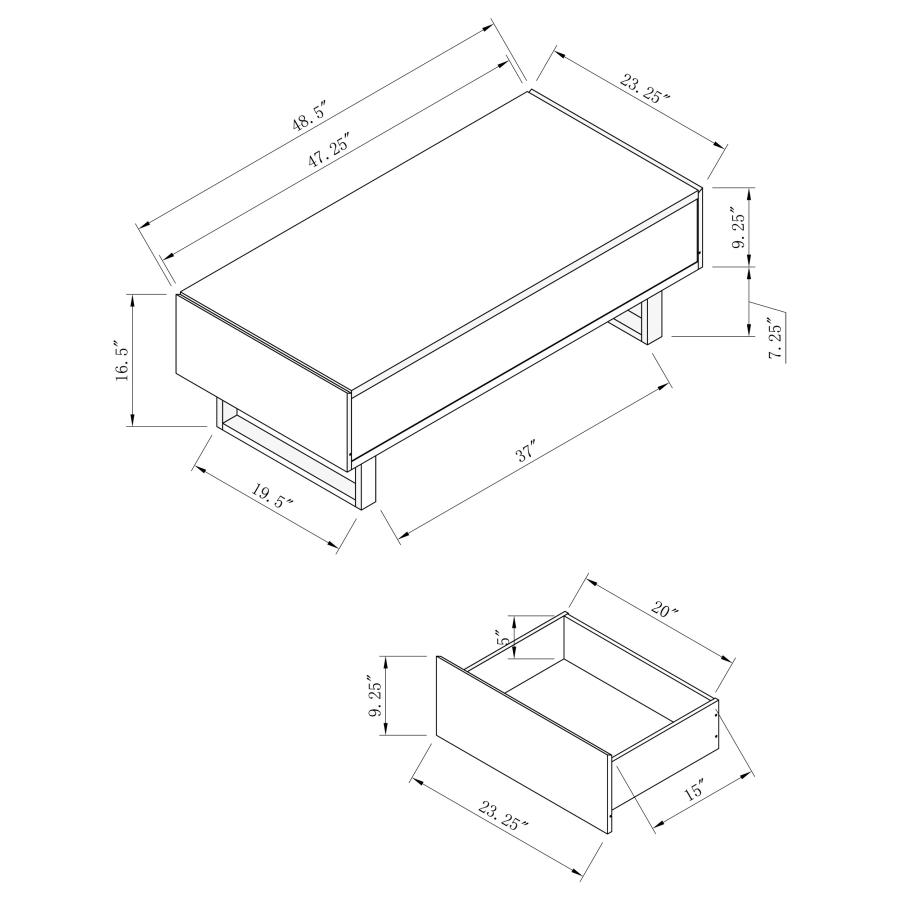 Atchison 2-drawer Rectangular Coffee Table White High Gloss