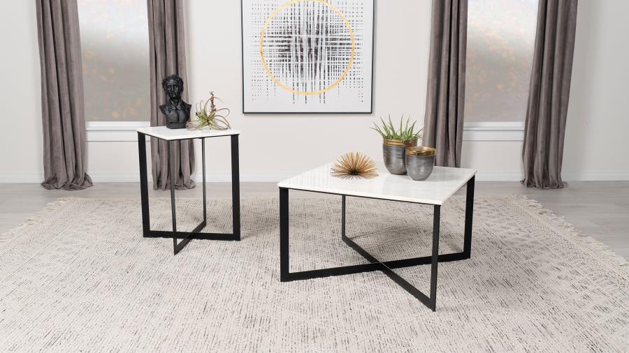 Modal Additional Images for Tobin Square Marble Top Coffee Table White and Black
