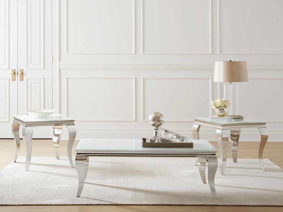 Modal Additional Images for Carone Square End Table White and Chrome