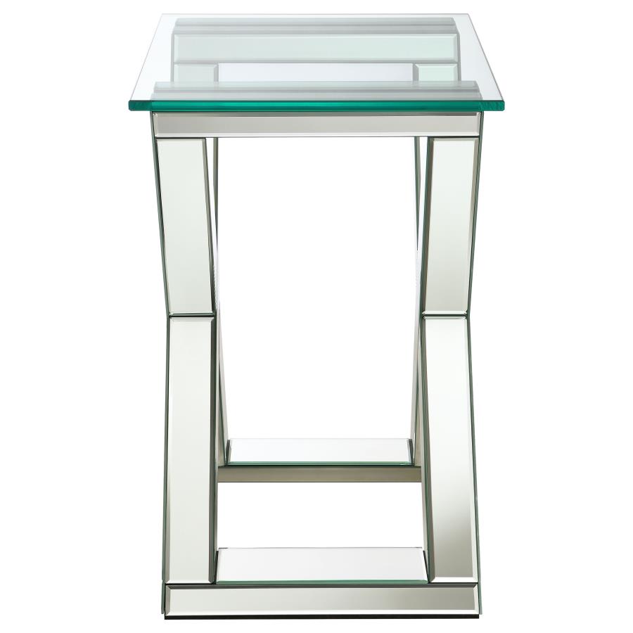 Bonnie Rectangular Mirrored Glass Top End Table Silver