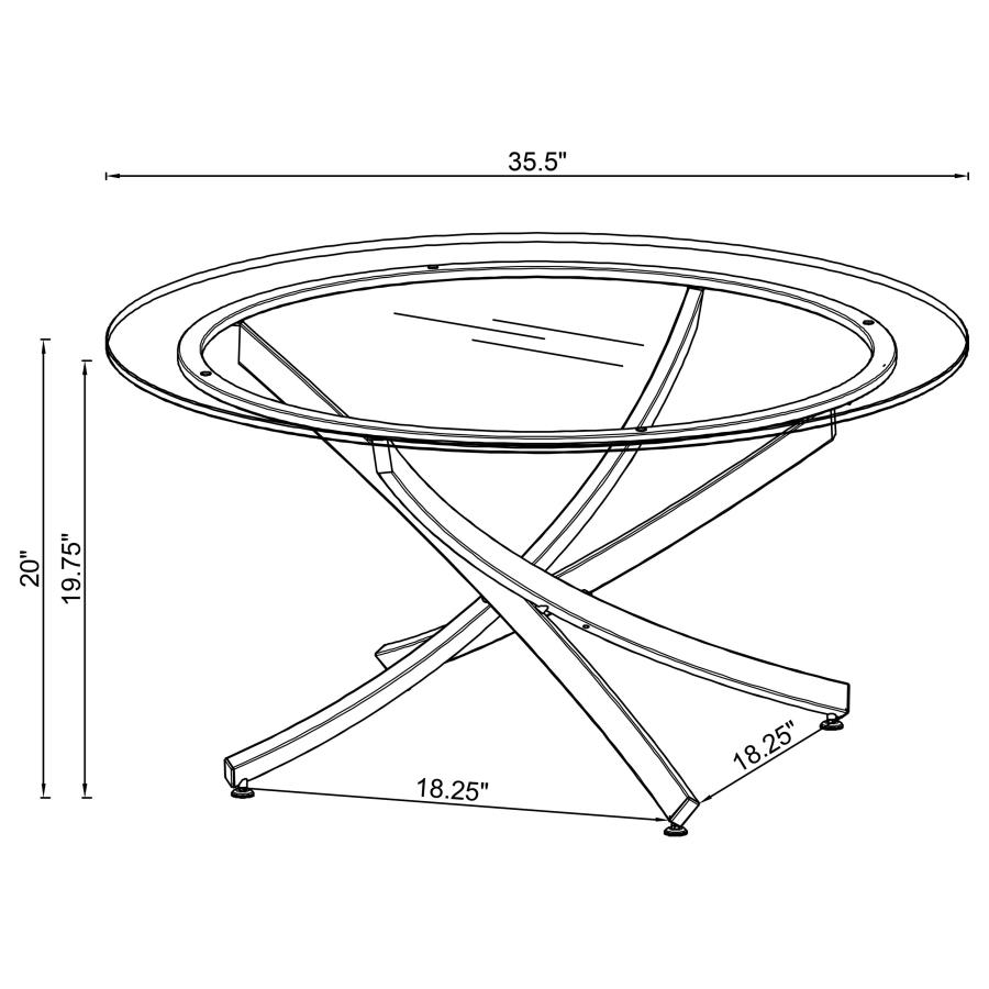 Modal Additional Images for Brooke 3-piece Round Glass Top Coffee Table Set Brass