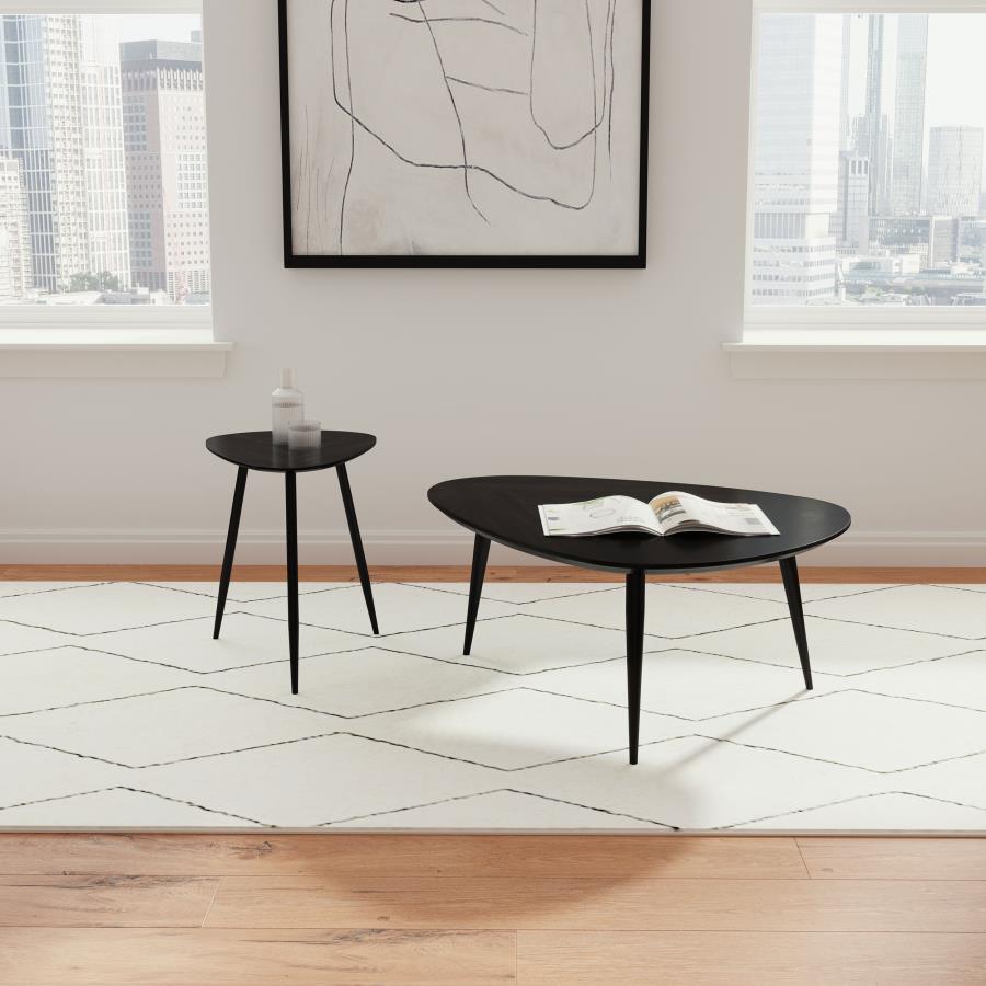 Modal Additional Images for Odessa Triangular Solid Wood Coffee Table Black