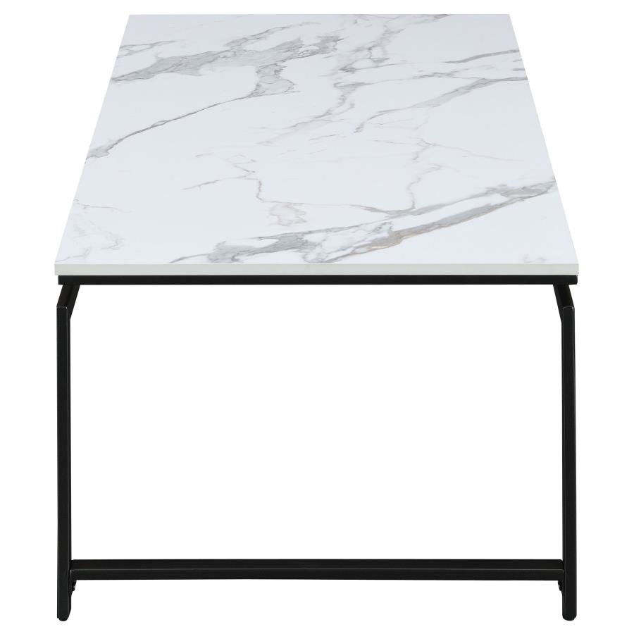 Clark 3-piece Faux Marble Top Coffee Table Set White