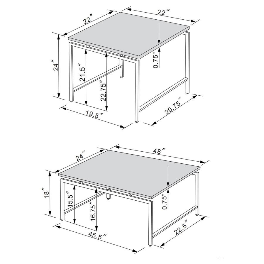 Modal Additional Images for Clark 3-piece Faux Marble Top Coffee Table Set White
