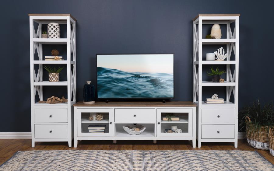 Modal Additional Images for Hollis 2-door Wood 67" TV Stand with Drawer Brown and White