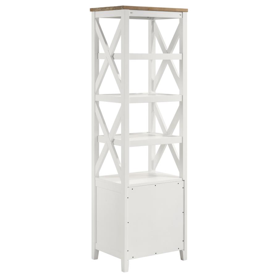 Hollis 4-shelf Wood Media Tower with Drawers Brown and White