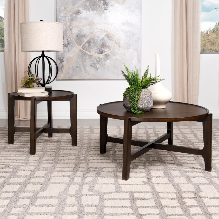 Modal Additional Images for Cota Round Solid Wood Coffee Table Dark Brown