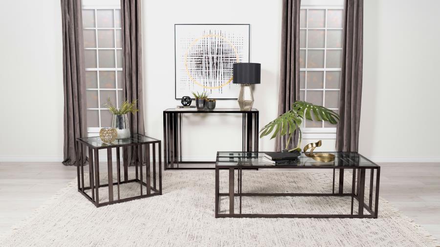 Modal Additional Images for Adri Rectangular Glass Top Coffee Table Black Nickel