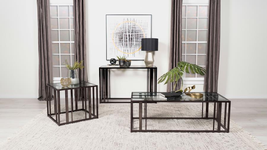 Modal Additional Images for Adri Glass Top Entryway Sofa Console Table Black Nickel