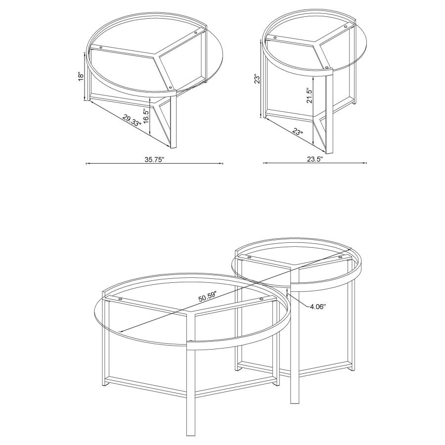 Delia 2-Piece Round Glass Top Nesting Coffee Table Chrome