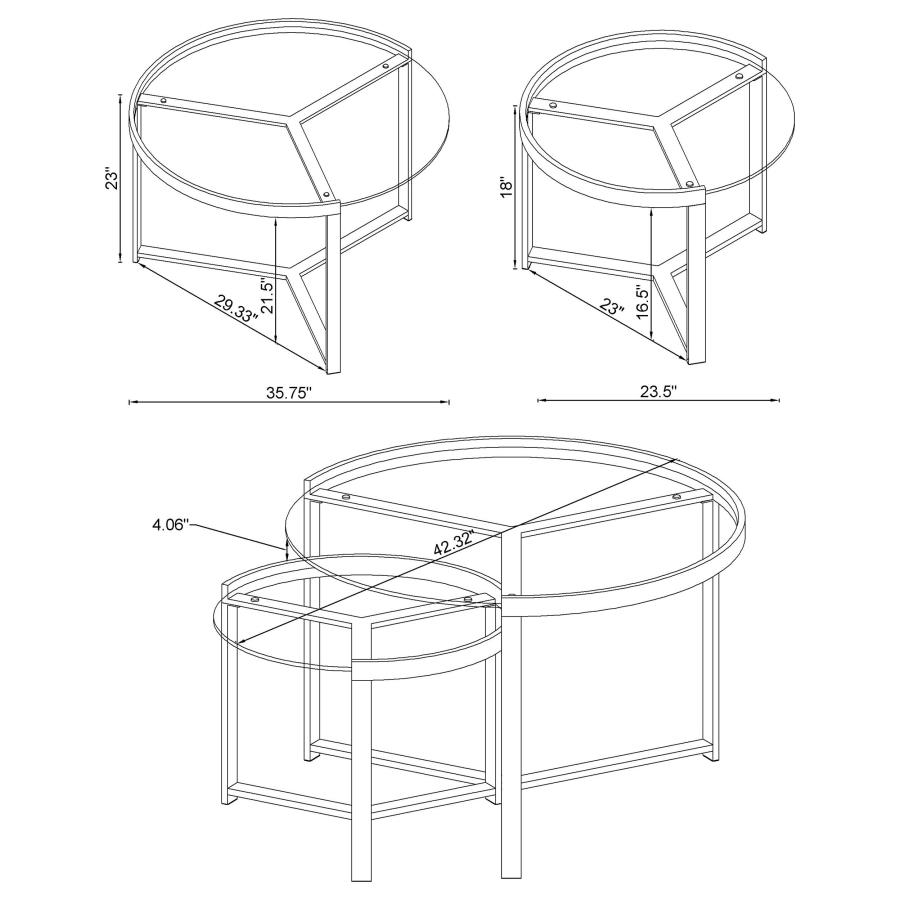 Modal Additional Images for Delia 2-Piece Round Glass Top Nesting Coffee Table Chrome