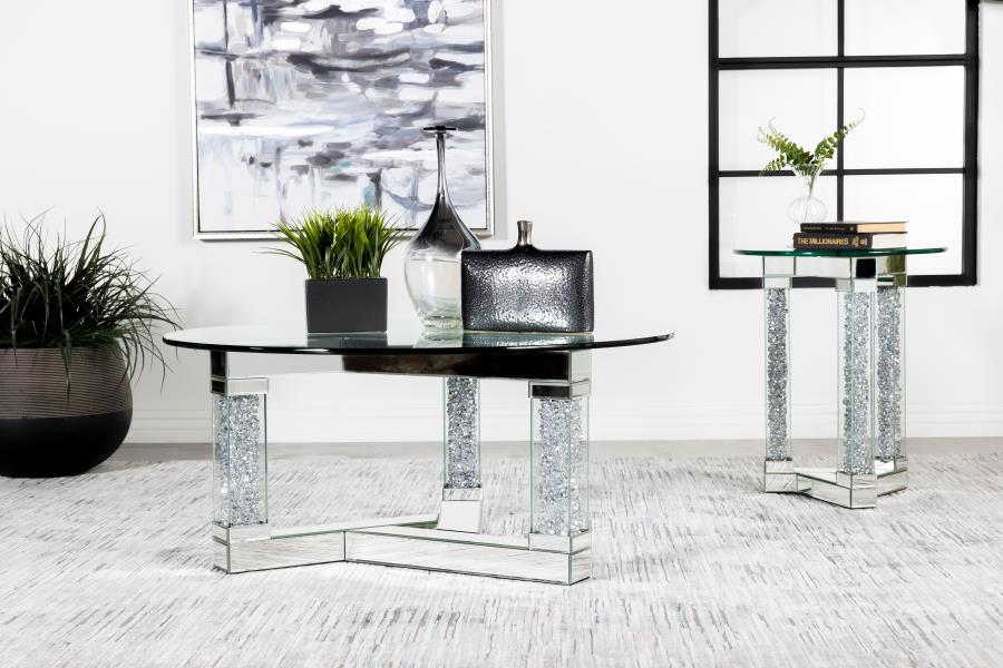 Modal Additional Images for Octave Square Glass Top Mirrored Acrylic End Table Silver